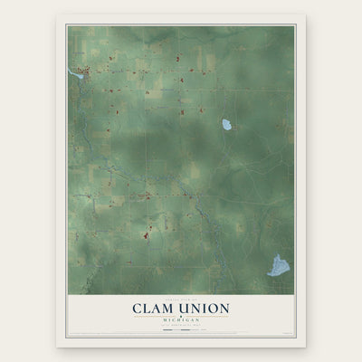Clam Union, Michigan map print, the full design
