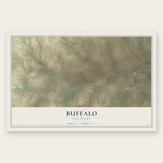 Buffalo, Oklahoma map print, the full design