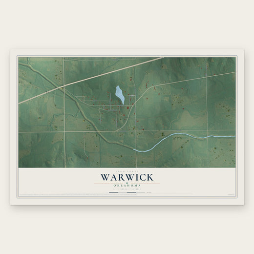 Warwick, Oklahoma map print, the full design