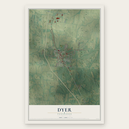 Dyer, Tennessee map print, the full design