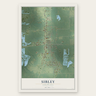 Sibley, Louisiana map print, the full design