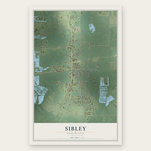 Sibley, Louisiana map print, the full design