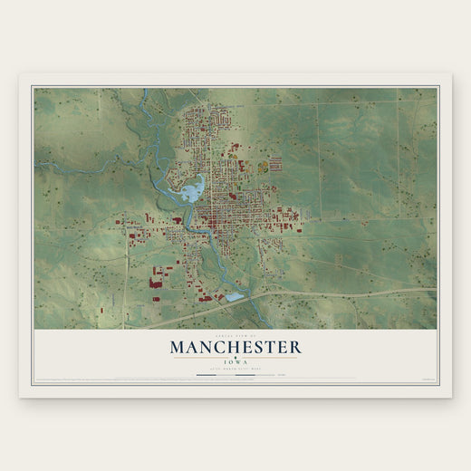 Manchester, Iowa map print, the full design