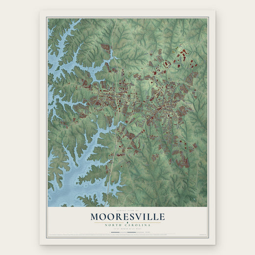 Mooresville, North Carolina map print, the full design