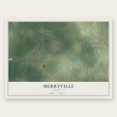 Merryville, Louisiana map print, the full design