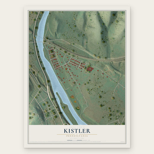 Kistler, Pennsylvania map print, the full design