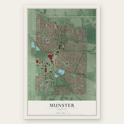 Munster, Indiana map print, the full design