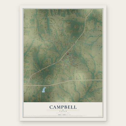 Campbell, Texas map print, the full design