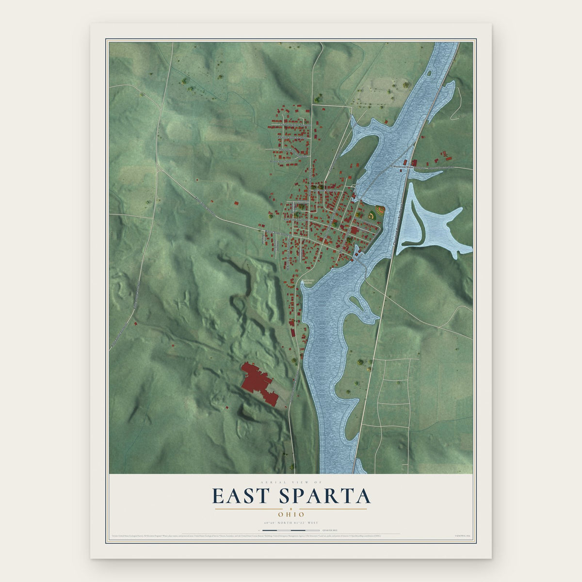 East Sparta, Ohio map print, the full design