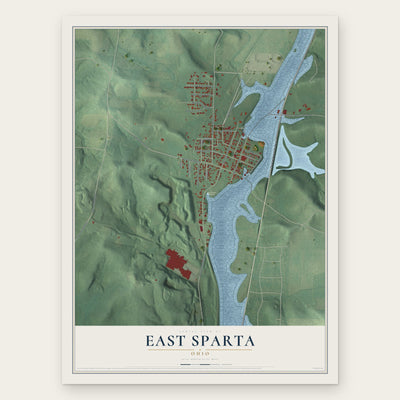 East Sparta, Ohio map print, the full design