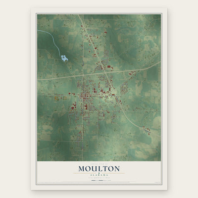 Moulton, Alabama map print, the full design