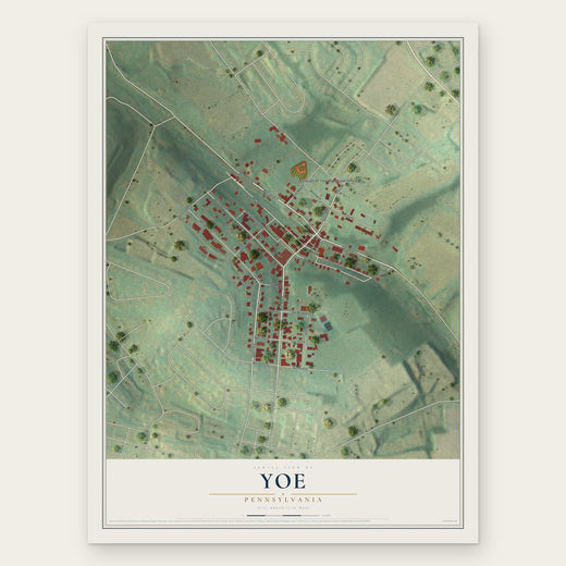 Yoe, Pennsylvania map print, the full design