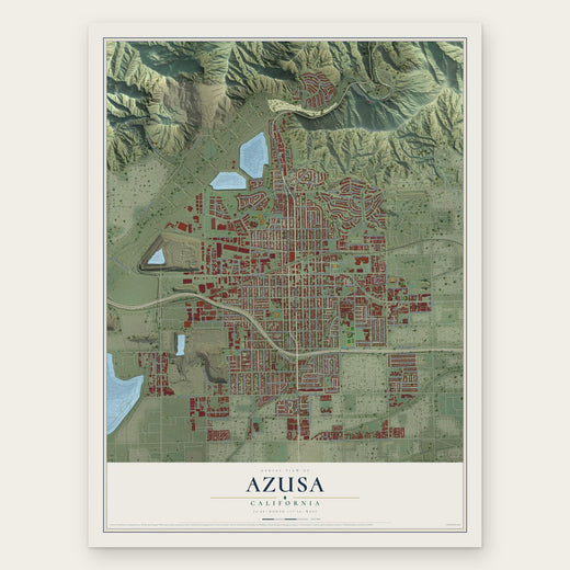 Azusa, California map print, the full design