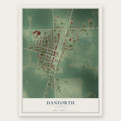 Danforth, Illinois map print, the full design