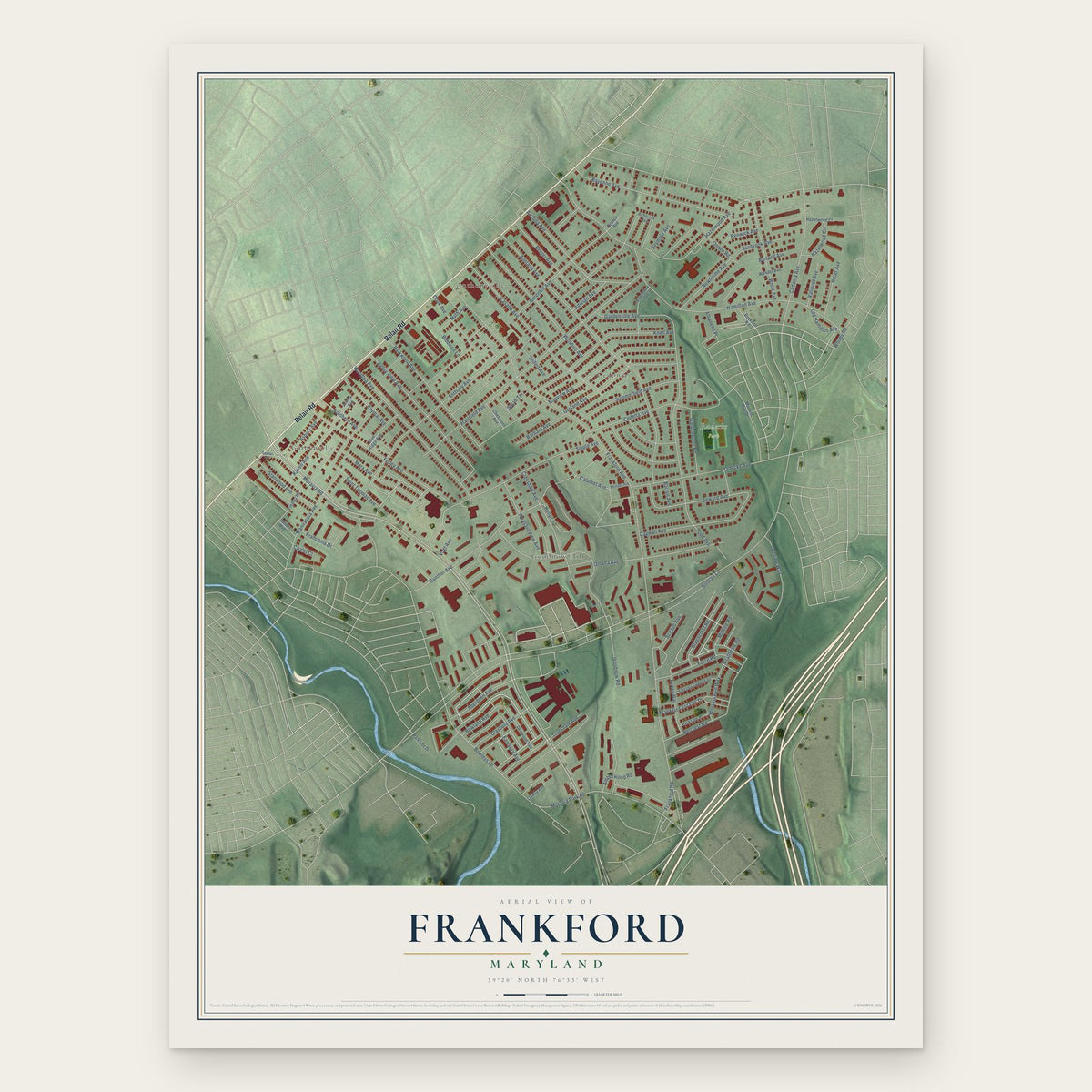 Frankford, Maryland map print, the full design