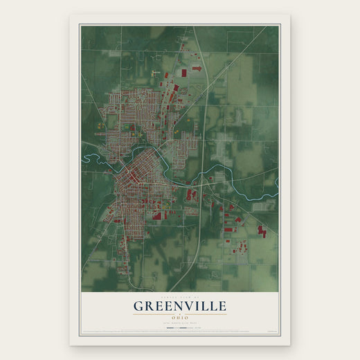 Greenville, Ohio map print, the full design