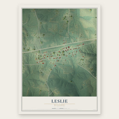Leslie, Missouri map print, the full design