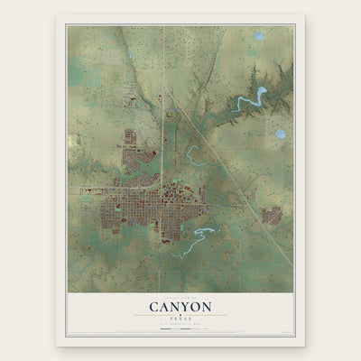 Canyon, Texas map print, the full design