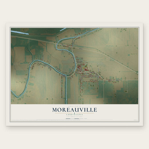 Moreauville, Louisiana map print, the full design