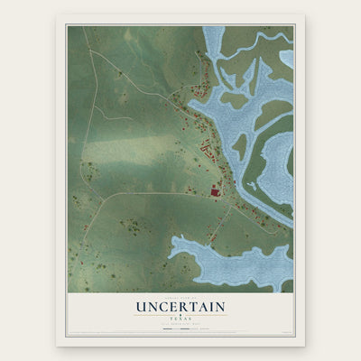 Uncertain, Texas map print, the full design
