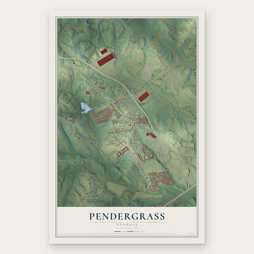 Pendergrass, Georgia map print, the full design
