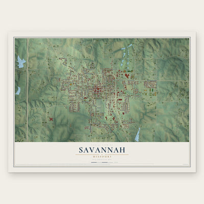 Savannah, Missouri map print, the full design