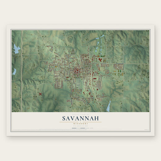 Savannah, Missouri map print, the full design