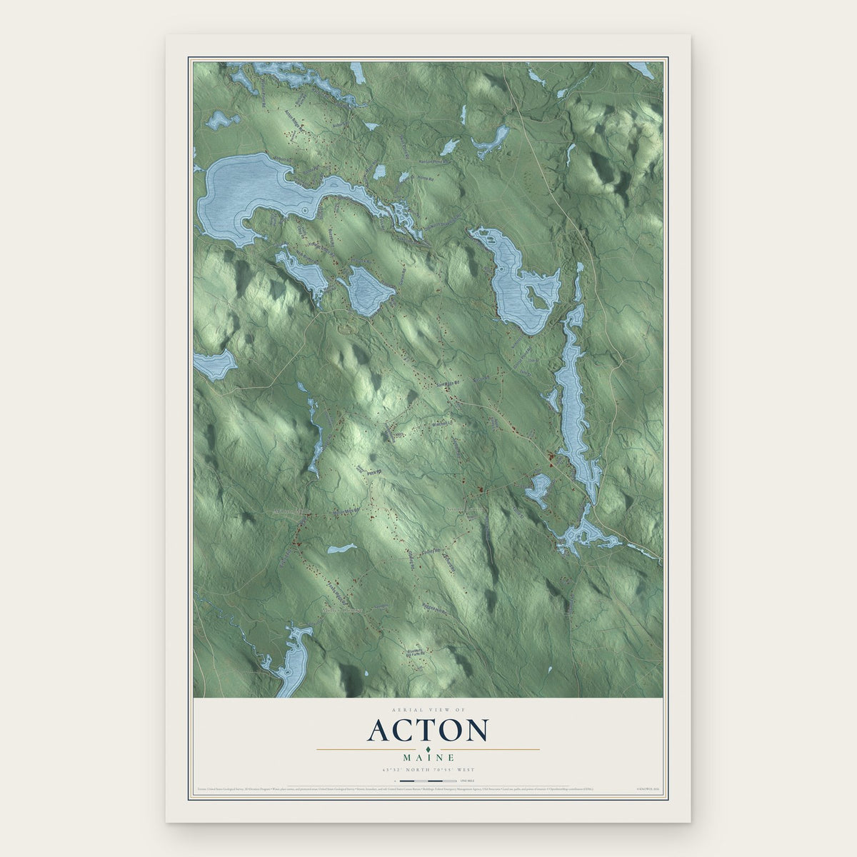 Acton, Maine map print, the full design
