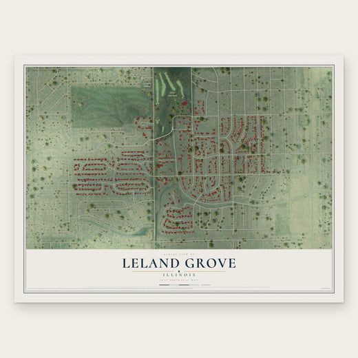 Leland Grove, Illinois map print, the full design