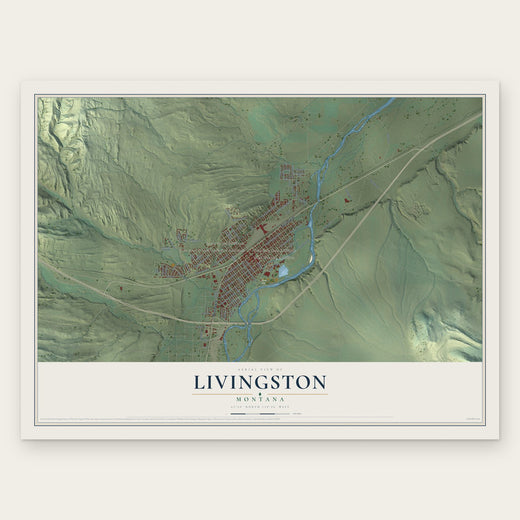 Livingston, Montana map print, the full design