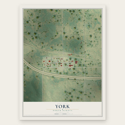 York, North Dakota map print, the full design