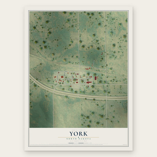 York, North Dakota map print, the full design