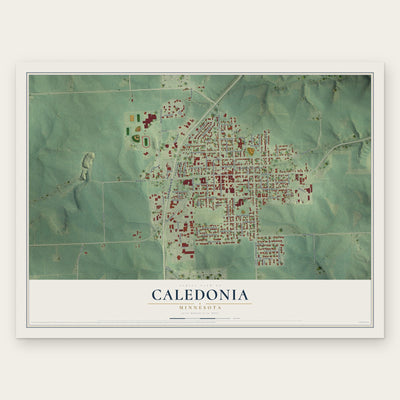 Caledonia, Minnesota map print, the full design