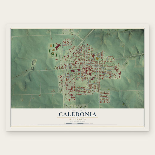 Caledonia, Minnesota map print, the full design
