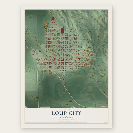 Loup City, Nebraska map print, the full design