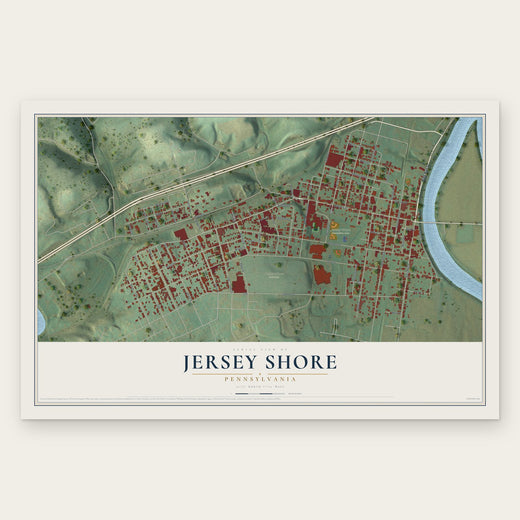Jersey Shore, Pennsylvania map print, the full design