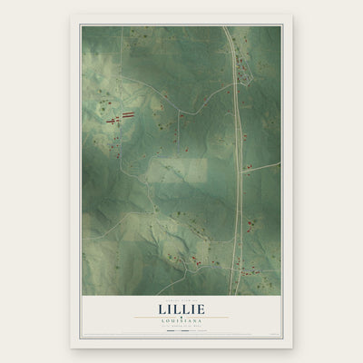 Lillie, Louisiana map print, the full design