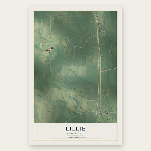 Lillie, Louisiana map print, the full design
