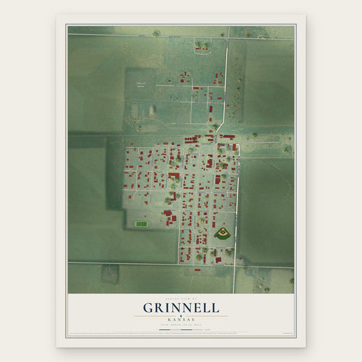 Grinnell, Kansas map print, the full design