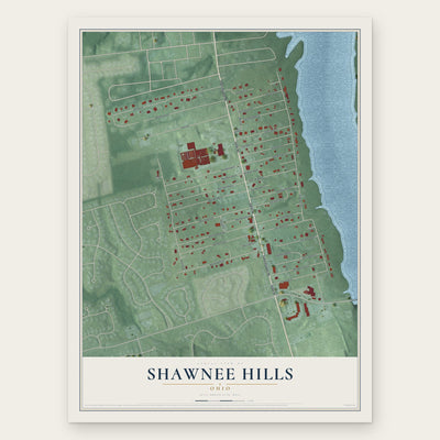 Shawnee Hills, Ohio map print, the full design
