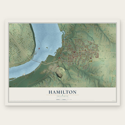 Hamilton, Illinois map print, the full design