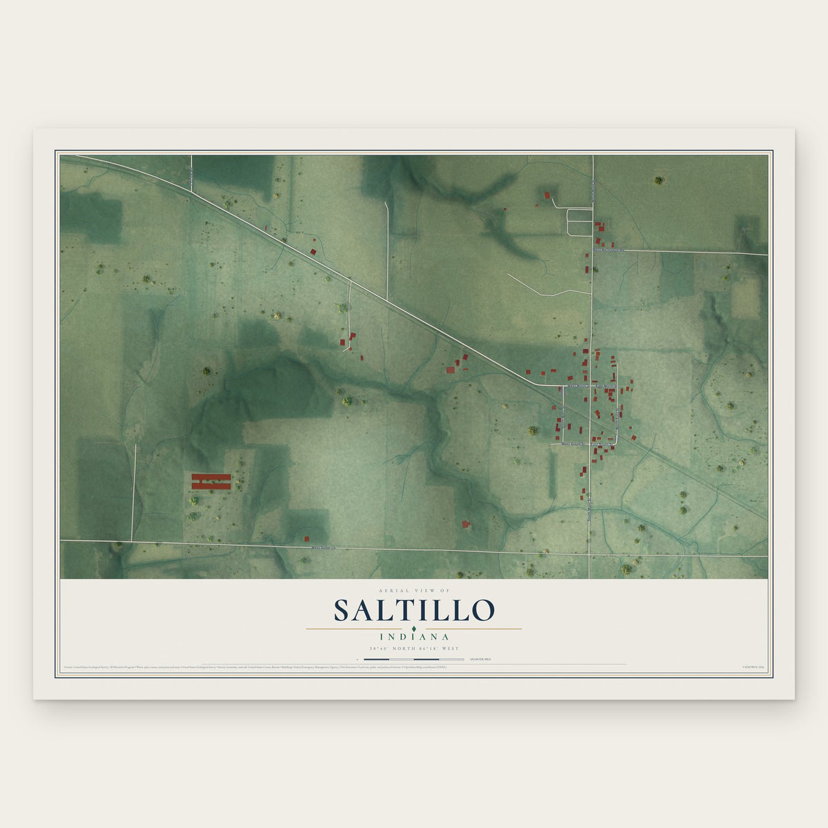 Saltillo, Indiana map print, the full design