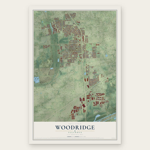 Woodridge, Illinois map print, the full design