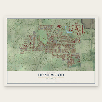 Homewood, Illinois map print, the full design
