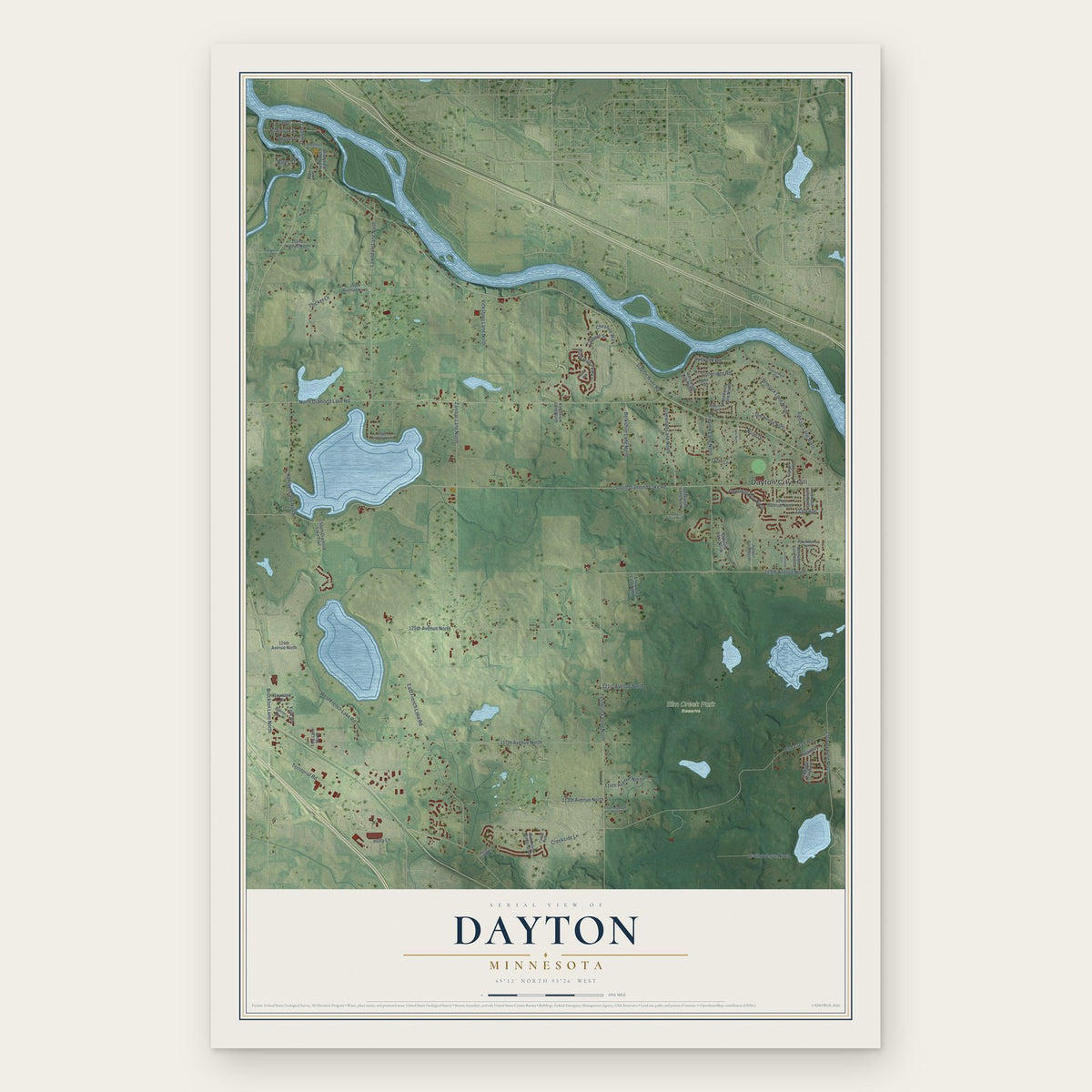 Dayton, Minnesota map print, the full design