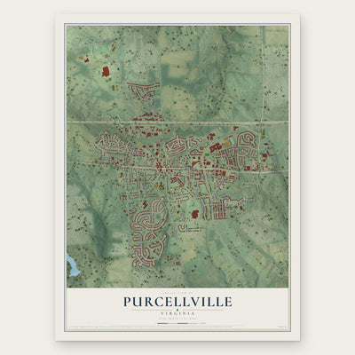 Purcellville, Virginia map print, the full design