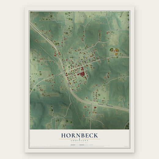 Hornbeck, Louisiana map print, the full design