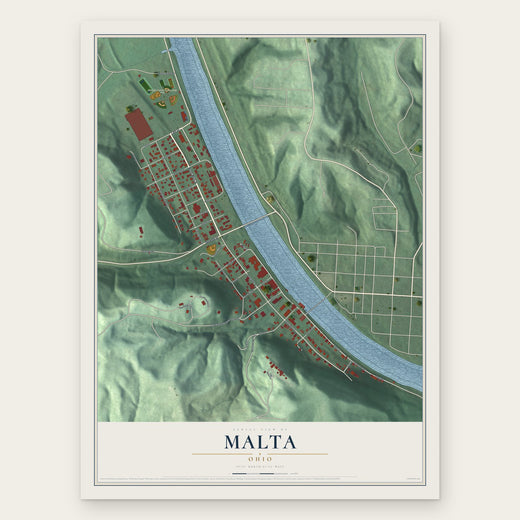 Malta, Ohio map print, the full design