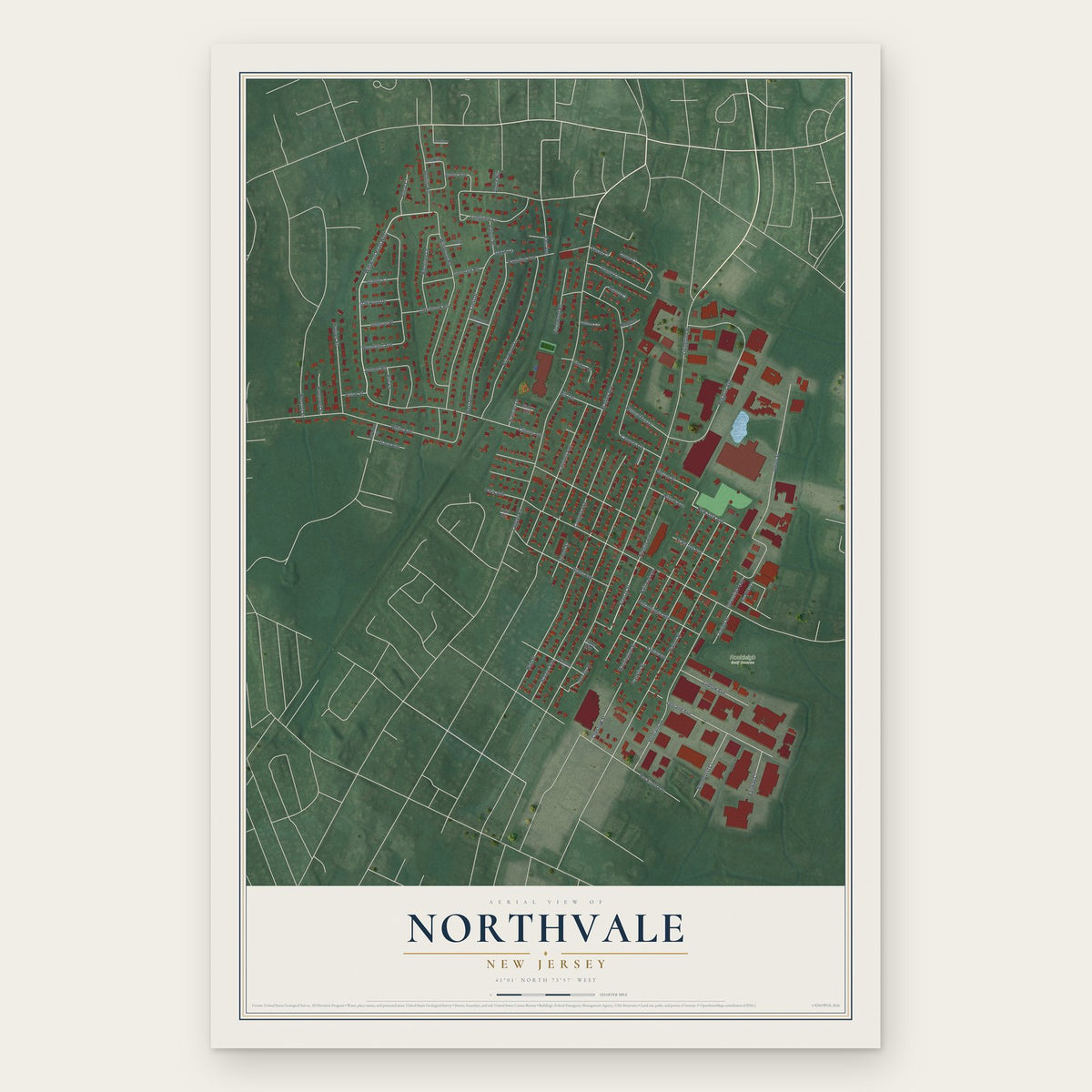 Northvale, New Jersey map print, the full design