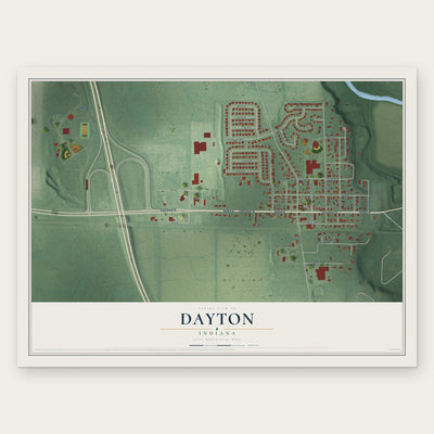 Dayton, Indiana map print, the full design